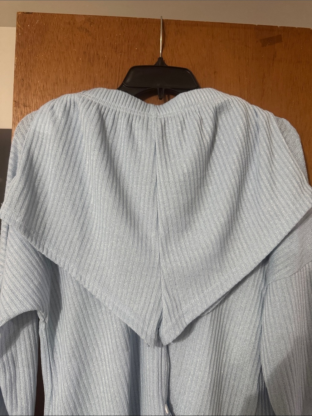 Light Blue Ribbed Button-Front Top & short set - Picture 3 of 7
